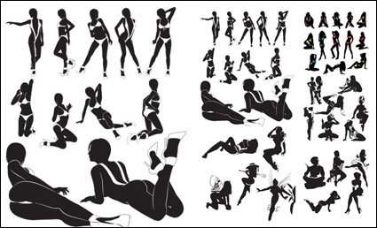 Sexy mujeres siluetas vector material