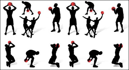Silueta de las figuras de accin de baloncesto