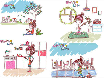 Vector de la muchacha la vida -5