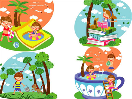 De verano para niños Vector 4