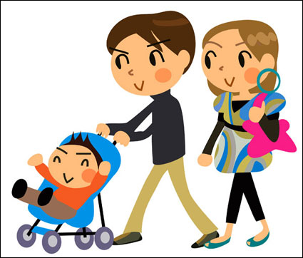 Cartoon familia de tres - Vector