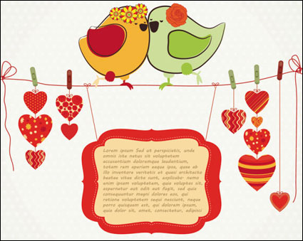 Dibujados a mano ilustraciones pjaros del amor 04 - vector de material