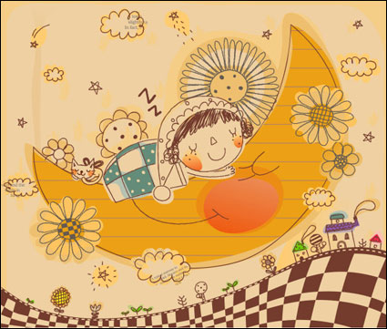 Corea lnea lindo de la familia de dibujo vectorial 3