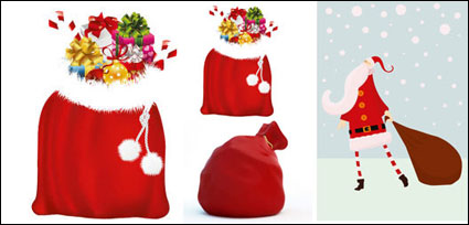 Santa Claus y bolsas de regalo - Vector