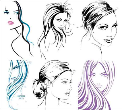 Pintados a mano, las mujeres vector de material
