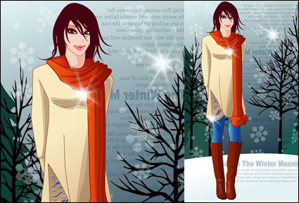 invierno mujeres vector de 8