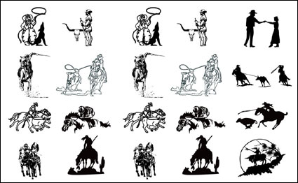 Foto en blanco y negro de vaquero de la serie 1 - vector de material