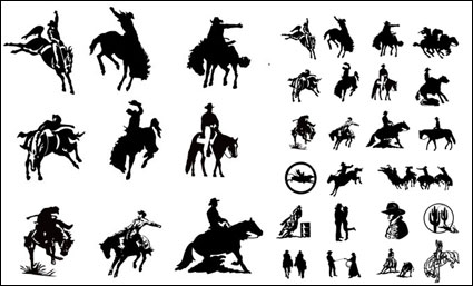 Negro y blanco serie de vaqueros foto 2 vector de material