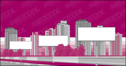 construccin de la ciudad cartelera en blanco vector de material