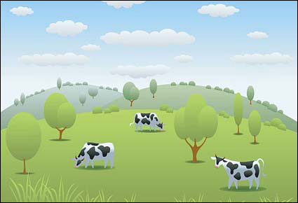 vaca pasto vectorial