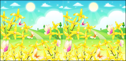 Las afueras de flores y mariposas vector de material