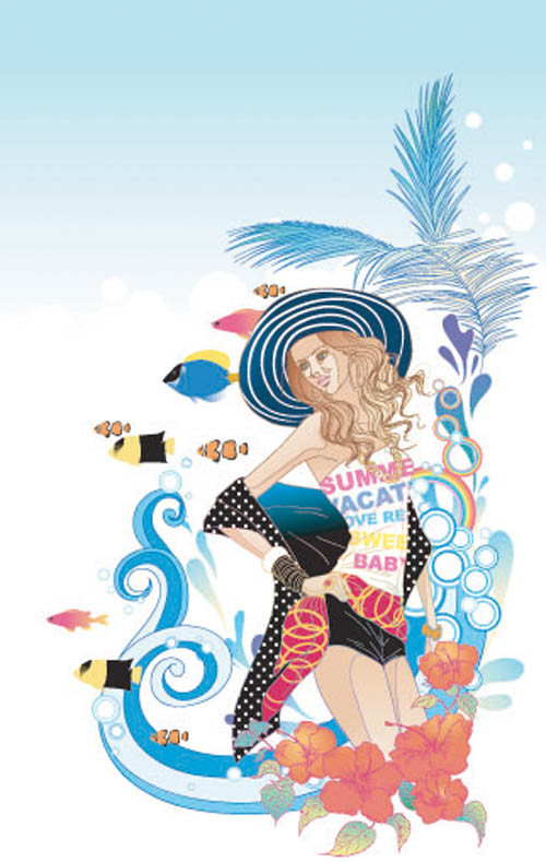 Dibujos animados de moda exquisita aplastar 05 - vector de material