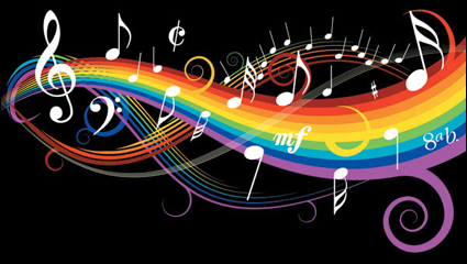Tema musical notas vector material -1