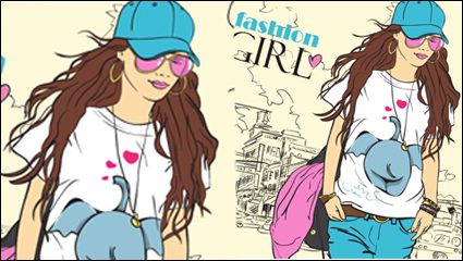 Dibujos animados de moda de belleza 02 - vector de material