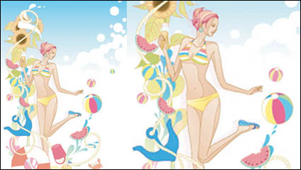 Dibujos animados de moda exquisita aplastar 02 - vector de material