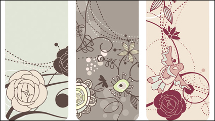 Moda de aves preciosas flores vector material -1