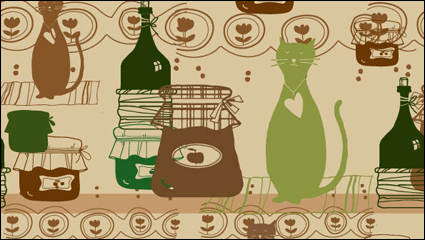 Gato de dibujos animados de fondo 05 - vector de material