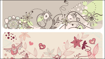 Moda de aves preciosas flores vector material -2