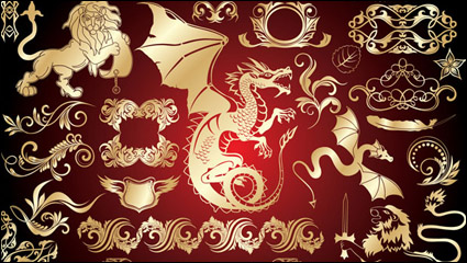 Oro elementos europeos de diseño vectorial -3 materiales
