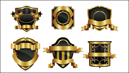 Insignia de oro escudo vector material