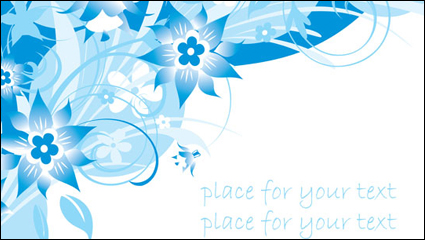 Simple azules pintadas a mano las flores y los patrones de -3 texto de fondo vectoriales