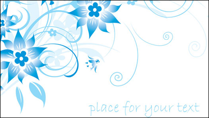 Simple azules pintadas a mano las flores y los patrones de texto de fondo de vectores -1