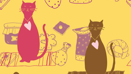 Cute dibujos animados del gato de fondo 03 - vector