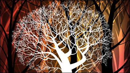 Árbol de fondo la silueta 02 - vector