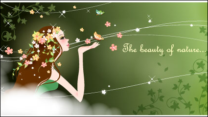 Dibujos animados de fondo la belleza 04 - vector