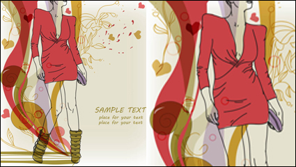 Moda pintados a mano hermosas ilustraciones vectoriales 05