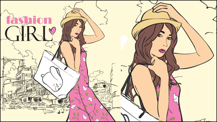 Dibujos animados de moda de belleza 04 - vector