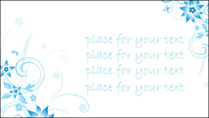 Simples azules pintadas a mano las flores y los patrones de vectores de fondo de texto -4