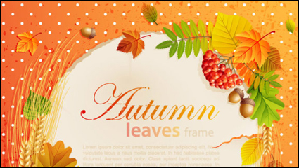 Hermosa del otoño hojas marco de fondo 05 - vector de material