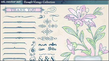 Europea retro estampado de flores de encaje vector material -2