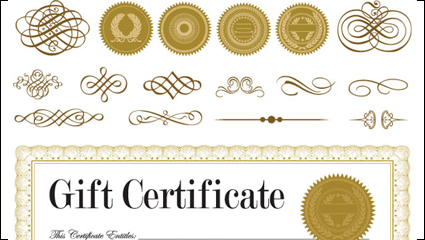 Certificado y la caja de la joyera insignia 01 - Vector