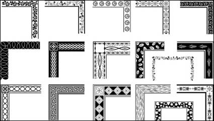 Patrn de blanco y negro la esquina frontera 03 - vector