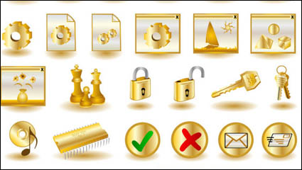 Icono de oro comn de la computadora 02 - vector de material