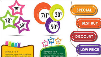 Etiquetas hermoso color 01 - Vector