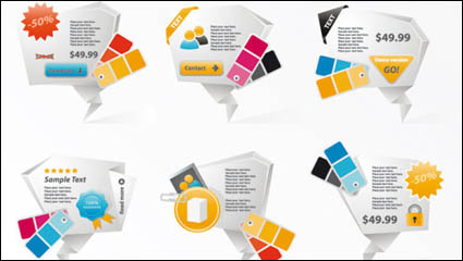 Innovadoras en tres dimensiones origami iconos 01 - Vector
