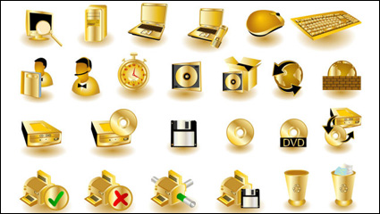 Oro comn Icono de ordenador 01 - vector