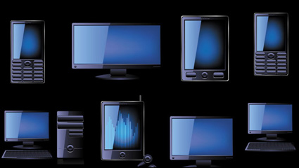 Blue productos de tecnologa icono de 01 - material de vectores