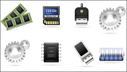 Informtica tema de los accesorios icono del vector de material