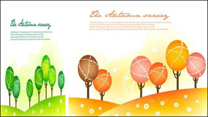 Los cambios de estacin paisaje vector material ilustrador -1