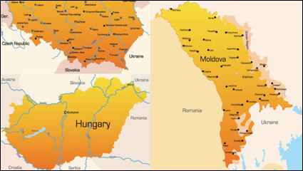 Europa del Este mapa geogrfico - vector de material