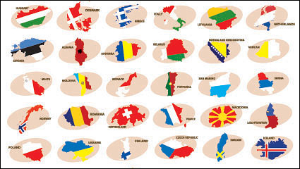 Colorido mapa del vector silueta material de -1