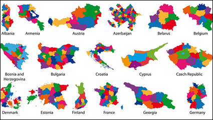 La silueta de colores mapa de vector de material -2