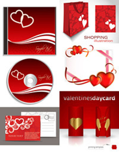 Elementos romntico Da de San Valentn 02 - vector de material
