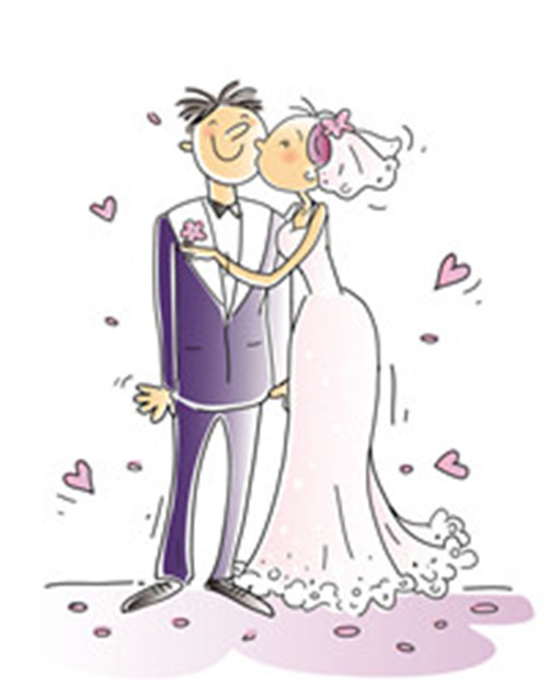 Estilo de dibujos animados, elementos de la boda 01 - Vector