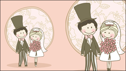Estilo de dibujos animados, elementos de la boda 04 - vector de material