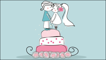 Estilo de dibujos animados, elementos de la boda 02 - vector de material